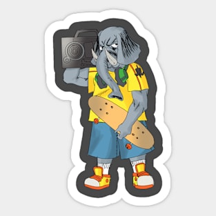 the elephant longboarder Sticker